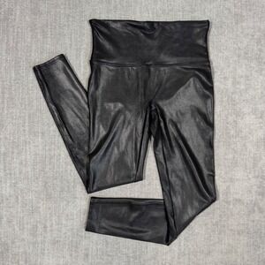 Spanx Faux Leather Leggings Black High Rise Moto Look Size Large